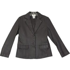 CHADWICKS ~Woman Size 6Petite~ Brown 100% Leather Jacket 2 Buttons.